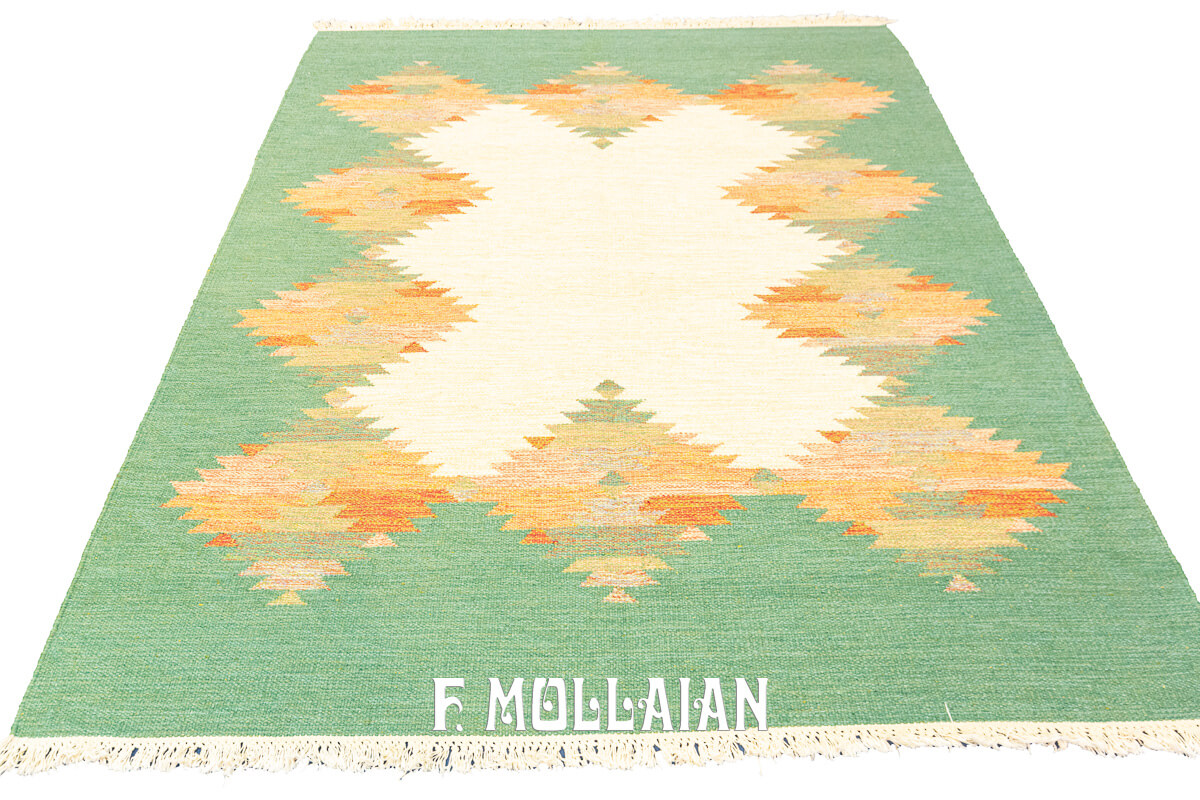 Rollakan Swedish Flat-weave Rug Green Color n°:443810